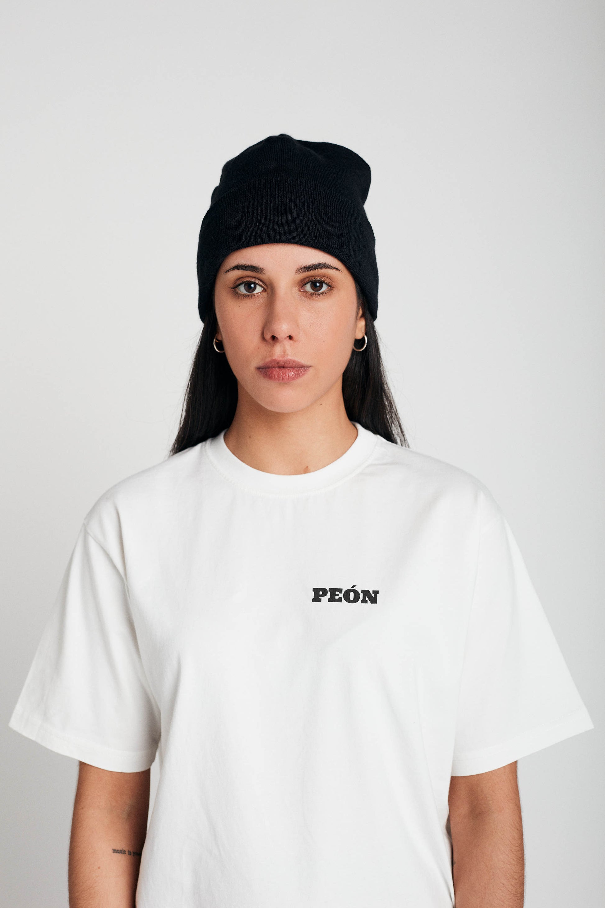 women with black beanie front