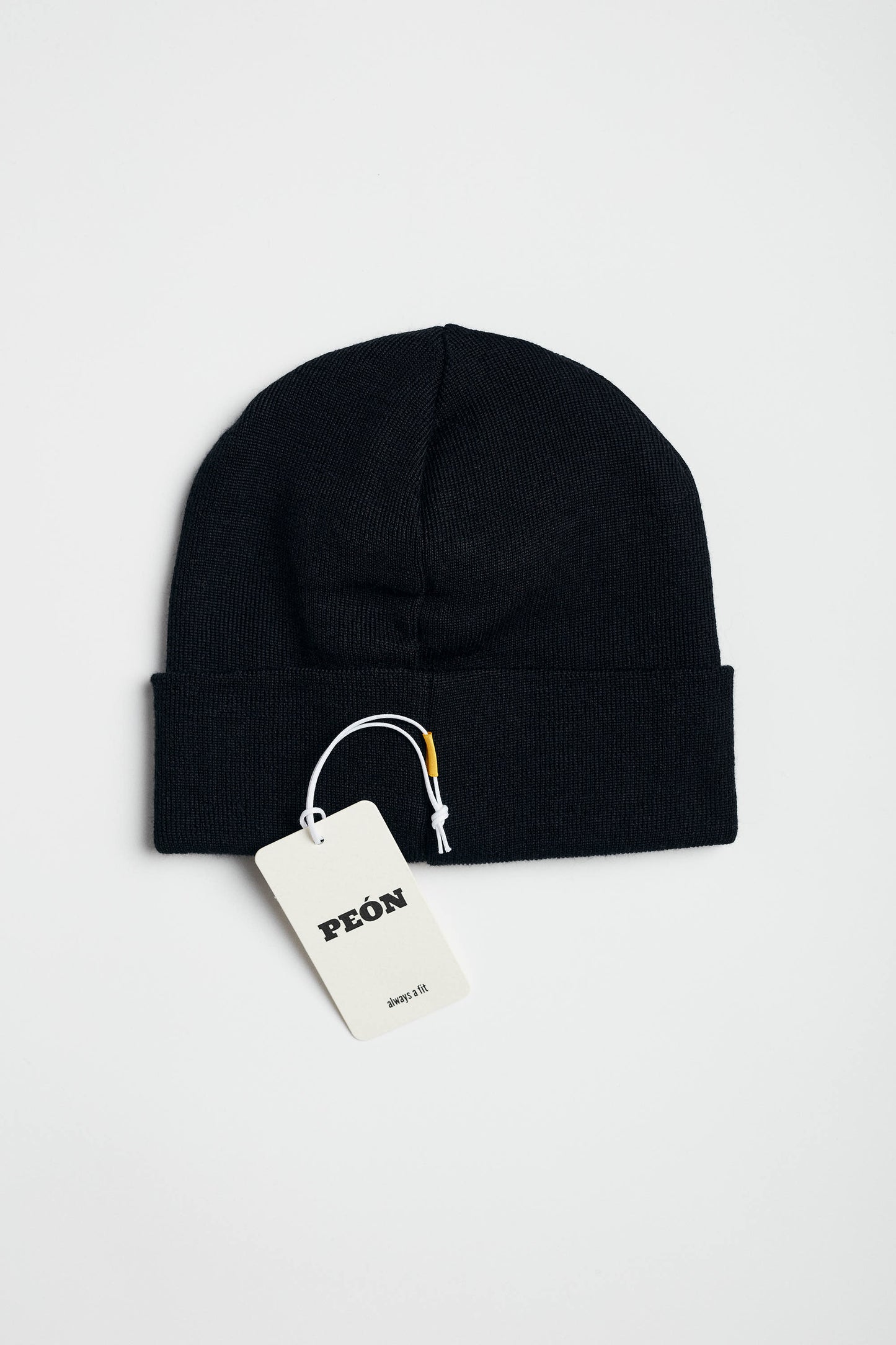 black cotton beanie with label